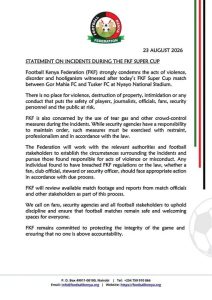 FKF Condemns Violence and Disorder During Gor Mahia vs Tusker Super Cup Clash
